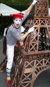 Penny England as Mime and the Eiffel Tower